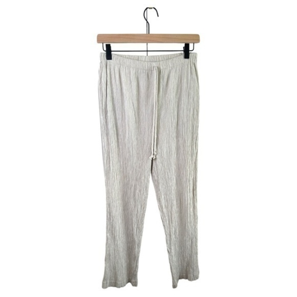 Vintage Pants Womens Large Crinkle Gauze High Rise Ankle Straight 80s 90s Tropic